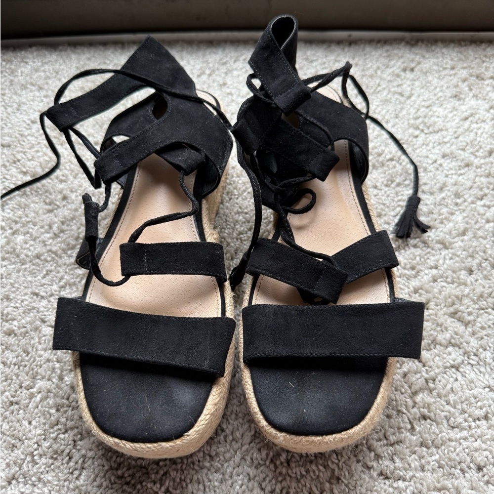 Women's Black Espadrille Sandals